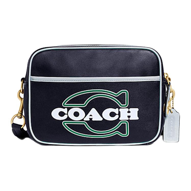 

COACH Кожаная сумка Flight Pilot, одно плечо, через плечо, маленькая квадратная сумка, средняя, мужская, темно-синяя