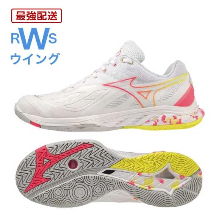 Бадминтонные кроссовки «Wave Fang 2 FIT» от Mizuno, White X Pink X Yellow