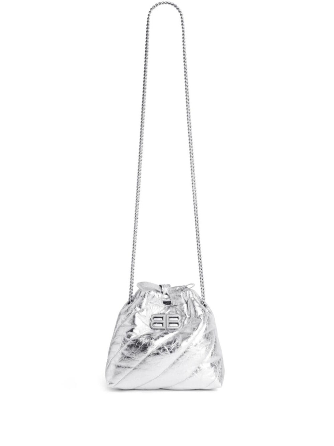 

Сумка Balenciaga Crush XS с эффектом металлик, серебристый