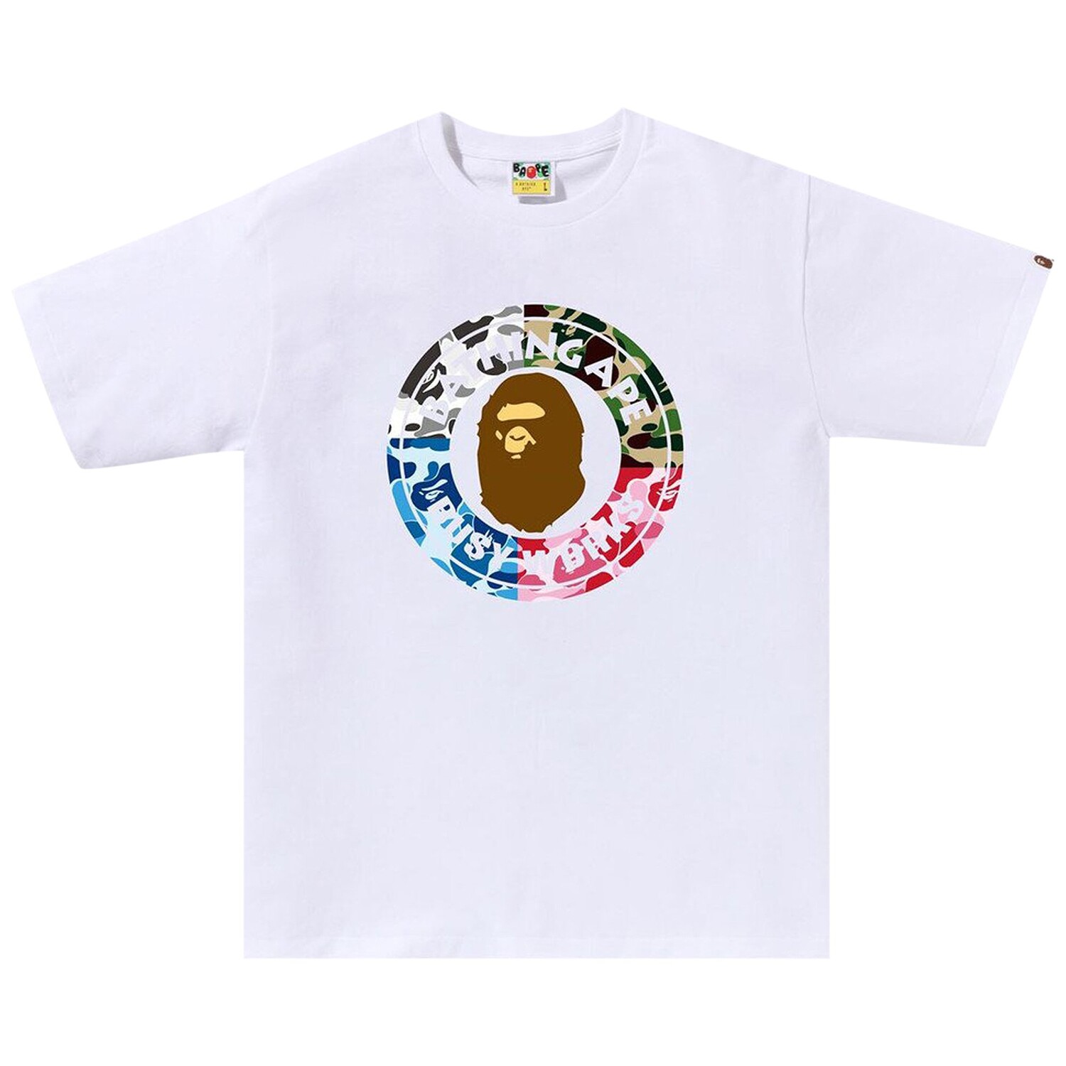 

BAPE ABC Камуфляжная футболка Crazy Busy Works, Белая, Белый, BAPE ABC Камуфляжная футболка Crazy Busy Works, Белая