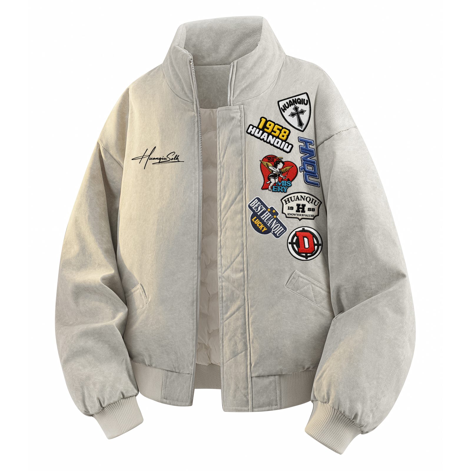 

Пуховик Unisex Stand Collar Moderate Down Jacket HUANQIU, серый