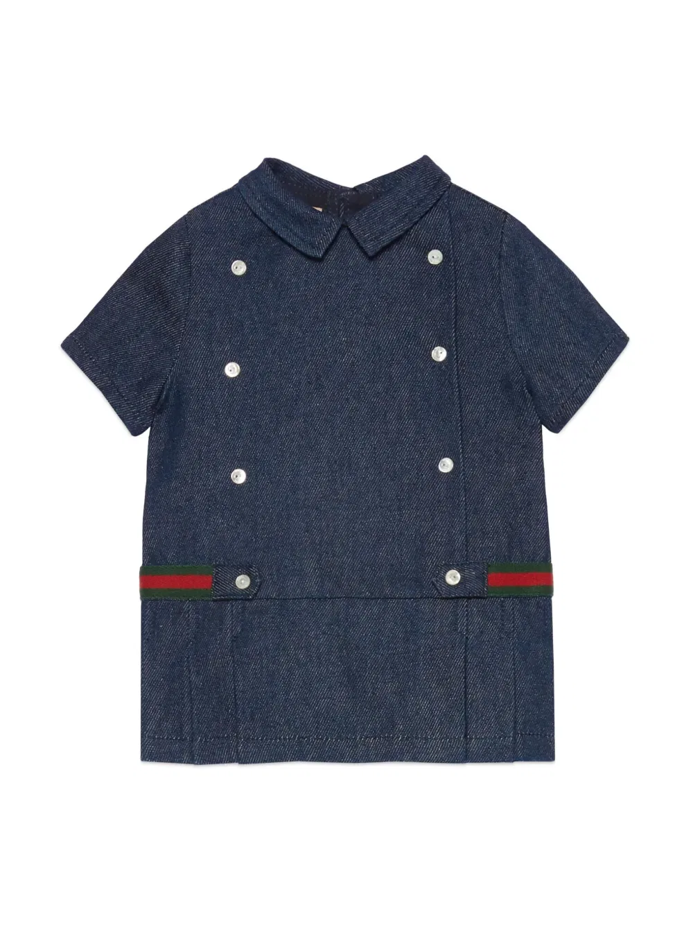 Джинсовое платье в полоску Gucci Kids, синий