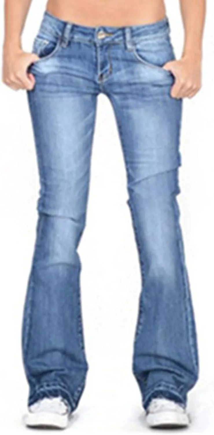 

Женские джинсы с расклешенным низом Gradient Color Mid Waist Stretchy Retro Slim Fit Shulemin