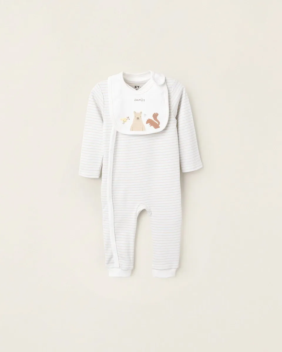 

Детская пижама 100% хлопок в полоску с принтом Zippy, белый