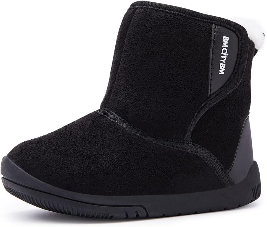 

Сапожки BMCiTYBM для девочек и мальчиков, зимние утепленные мехом, для малышей (новорожденные/младенцы/маленькие дети), 1-Black