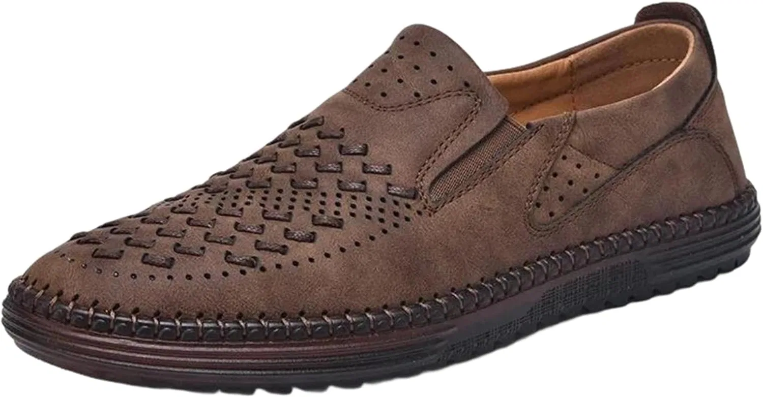 Мужские лоферы дышащие Adhdyuud, модель Perforated Loafers, коричневый