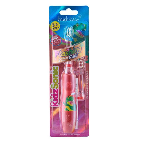 

Звуковая зубная щетка для детей от 3 лет динозавр, 1 шт. Brush-Baby Kidzsonic