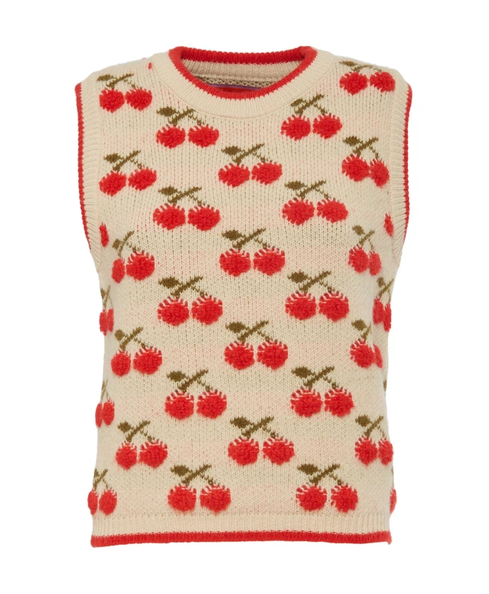 

Вязаный жилет вишневого цвета La Doublej, бежевый