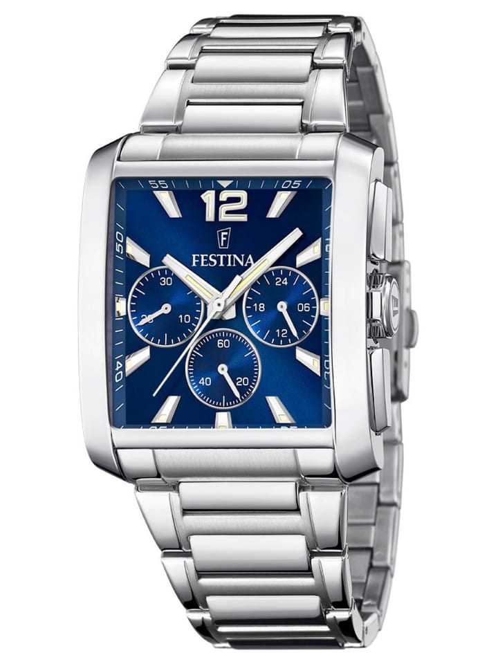 

Festina Мужские прямоугольные наручные часы, сине-серебристые