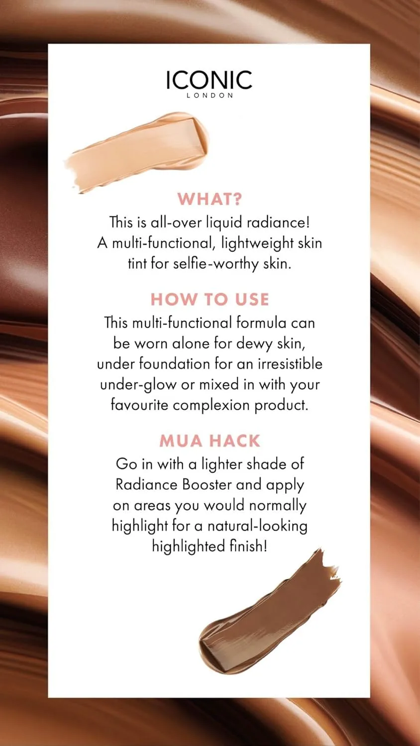 ICONIC LONDON Radiance Booster | Жидкий тональный крем для сияющего макияжа, не тестируется на животных, подходит для веганов, Champagne Glow — фото 3