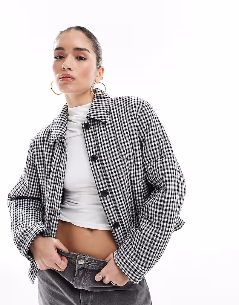 

Стеганая куртка ASOS DESIGN в клетку «клетушка»