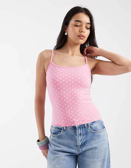 

Двусторонняя майка Hollister в розовый горошек