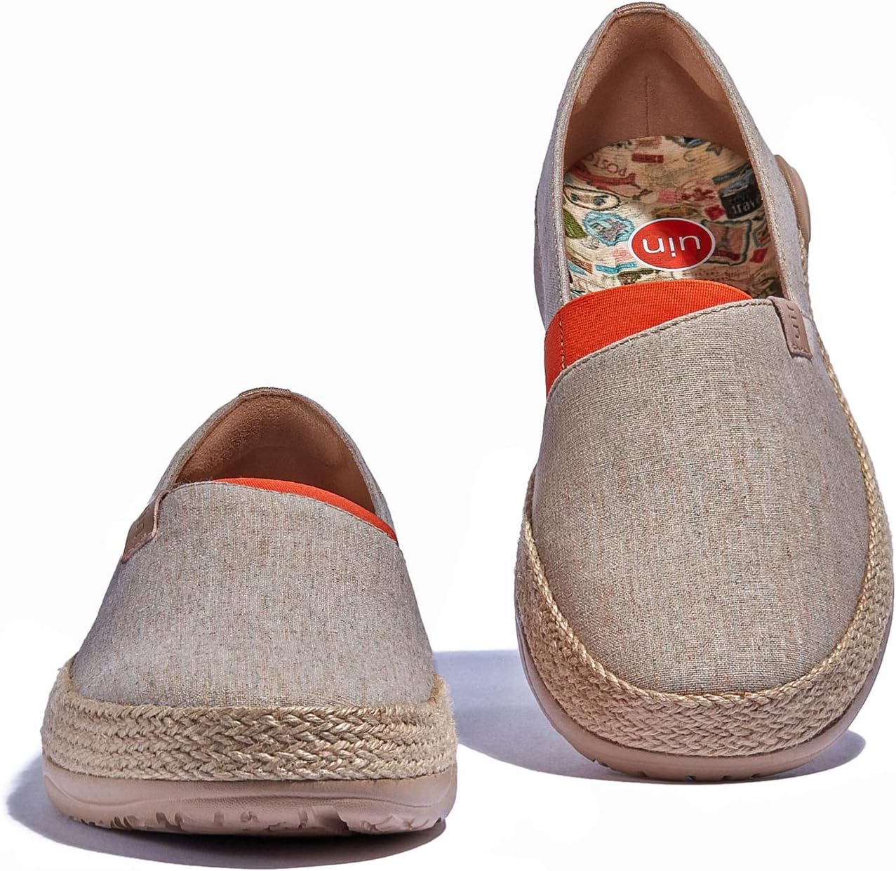 Мужские эспадрильи UIN Slip Ons- легкие прогулочные повседневные лоферы, удобные, с ручной росписью, серия Marbella, хаки — фото 4