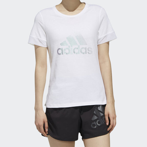 Футболка спортивная стильные с коротким рукавом Adidas, белый — фото 3