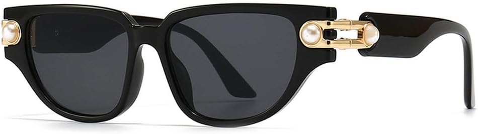 

Модные ретро-солнцезащитные очки «кошачий глаз» для женщин, стильные солнцезащитные очки в маленькой оправе с жемчужным блеском, роскошные очки с защитой от УФ-излучения UV400 generic, C1