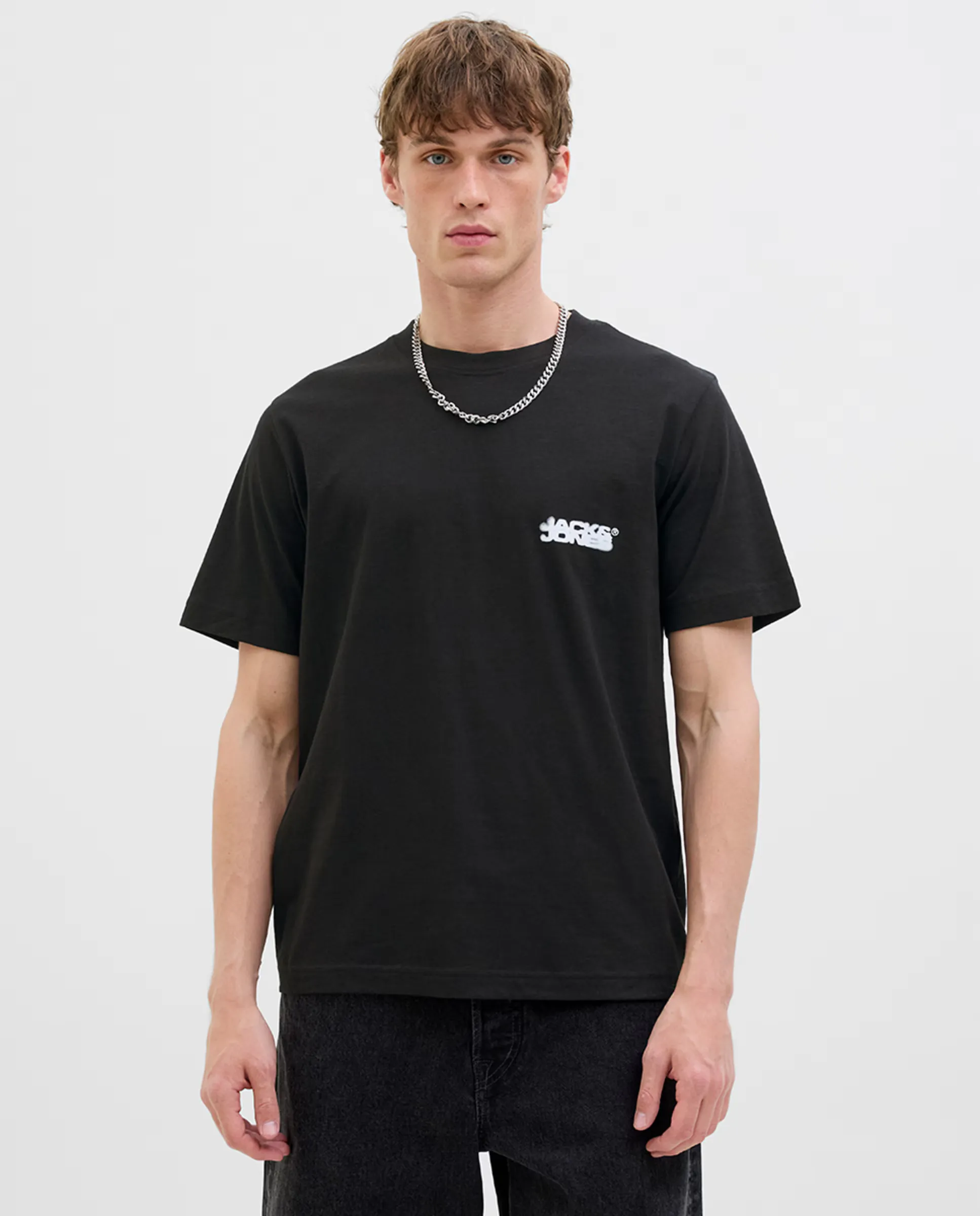

Мужская футболка с коротким рукавом и принтом на спине Jack & Jones, черный