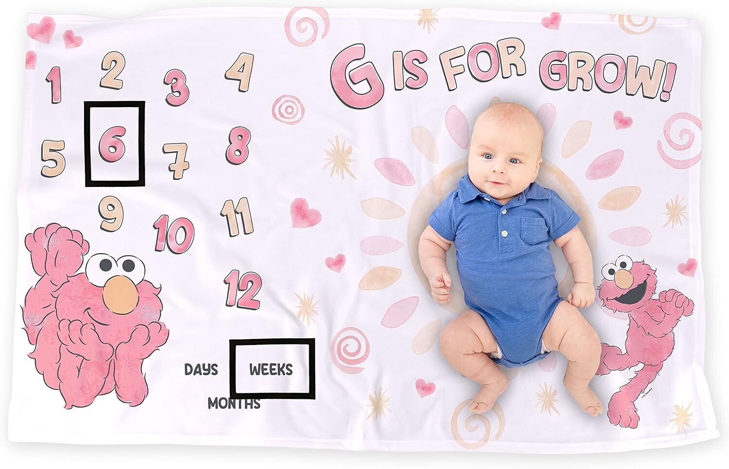 

Одеяло LOGOVISION «Улица Сезам» Elmo Baby Milestone, 36 x 58 дюймов Elmo G для роста, унисекс для мальчиков и девочек, Elmo G For Grow