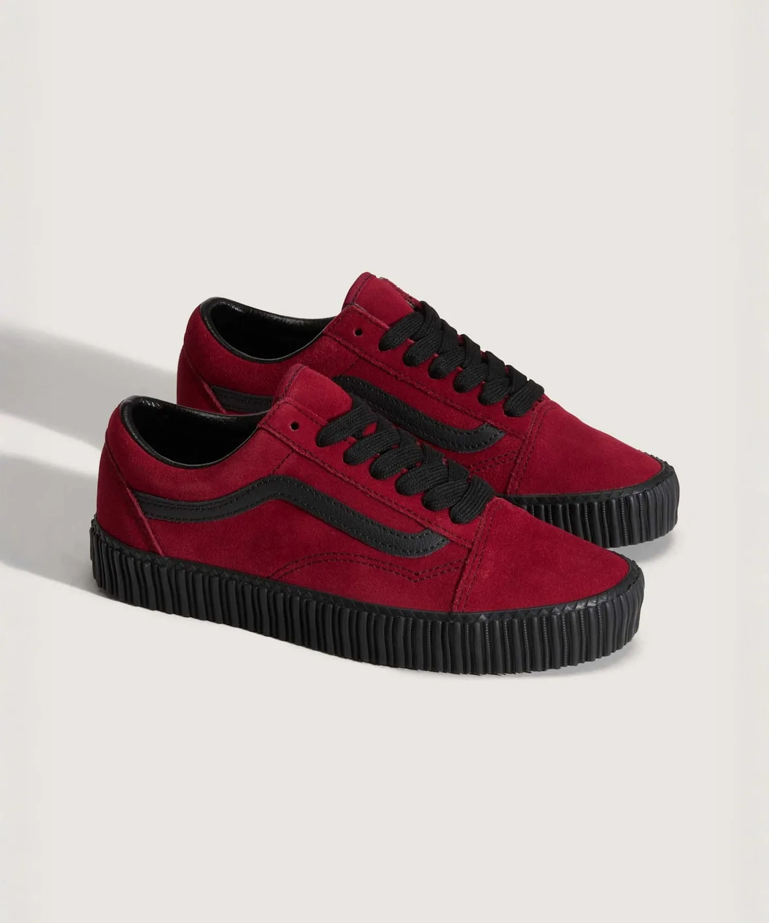 Кроссовки из натуральной кожи Old Skool Creeper VANS бордовые — фото 2
