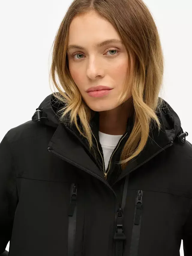 Длинная парка с капюшоном, черная Superdry — фото 3