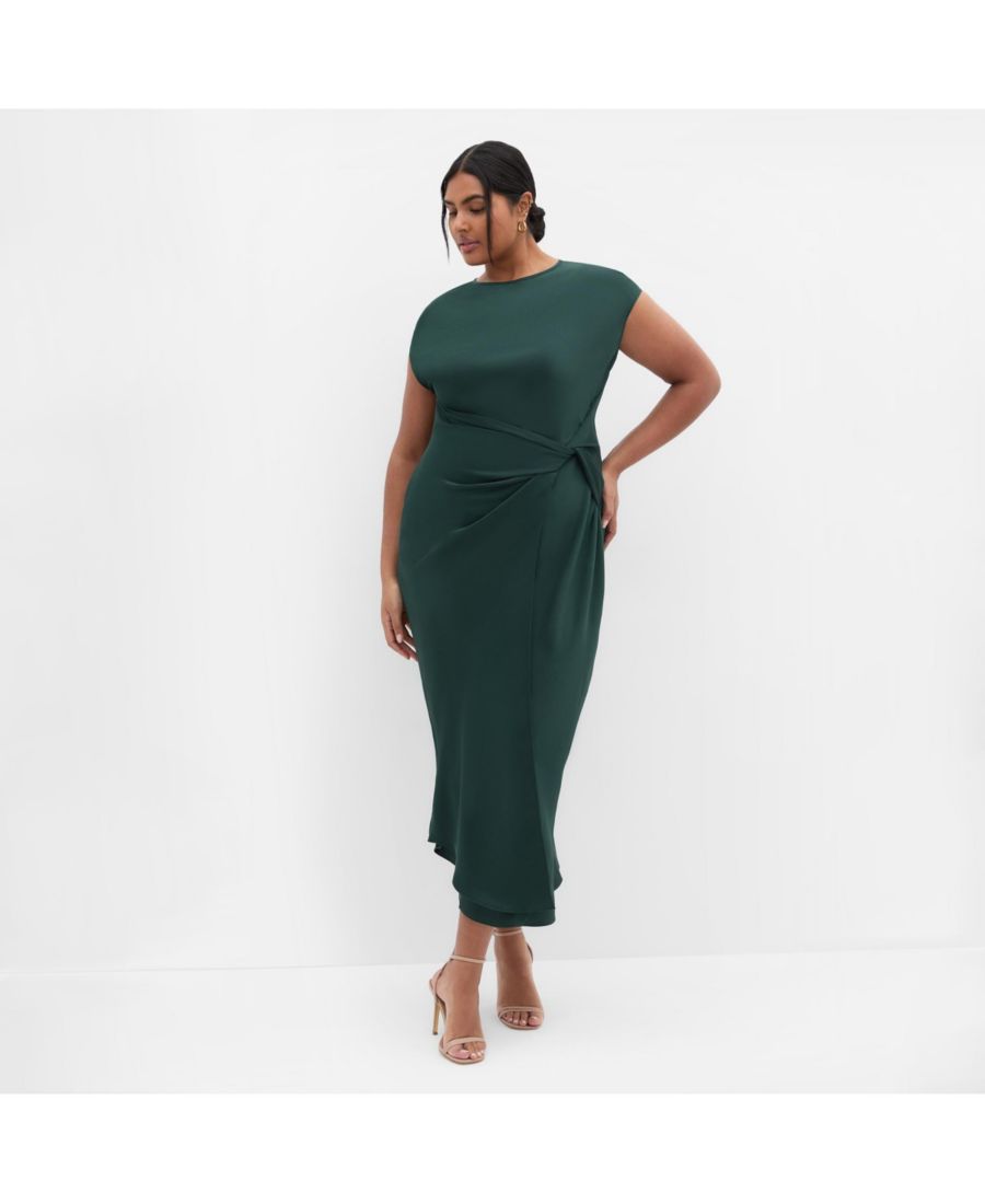 

Атласное платье Beatrix с узлом, больших размеров CITY CHIC, Forest