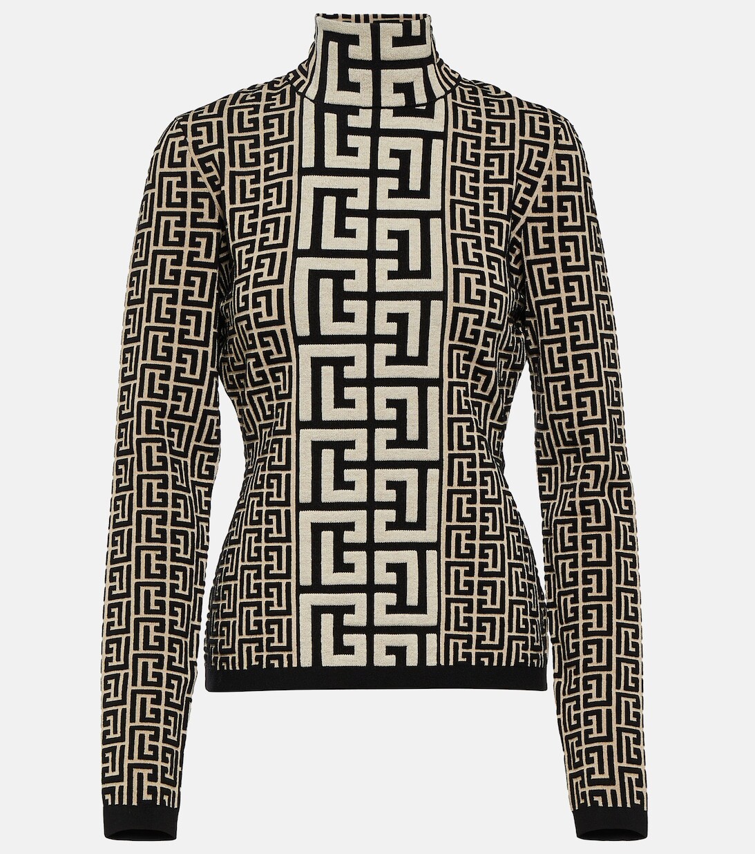 

Свитер с монограммой из смесовой шерсти BALMAIN, черный