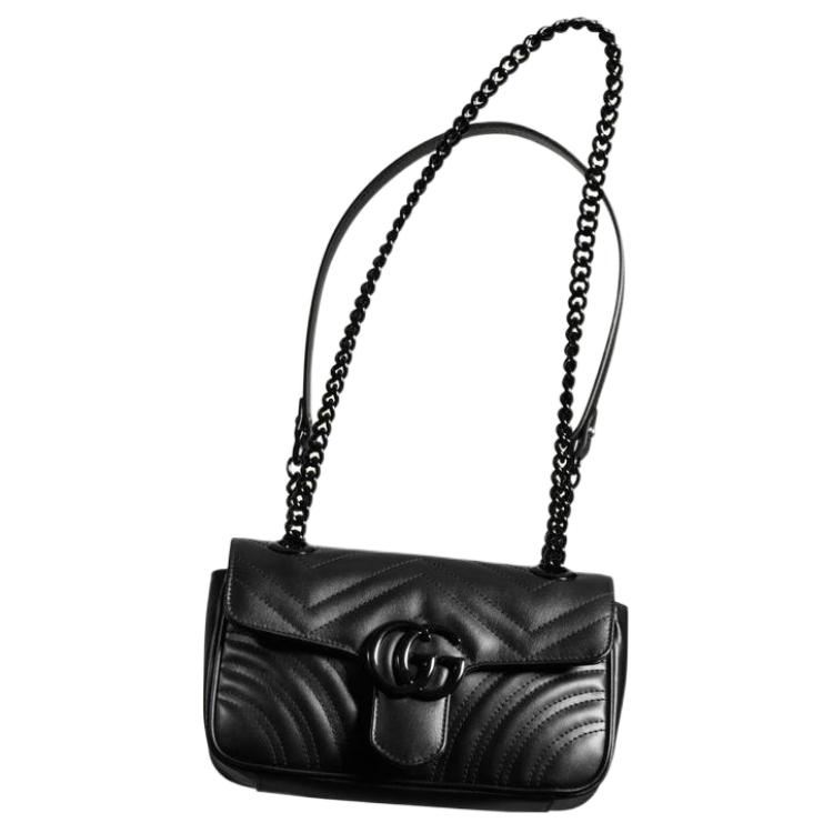 Женская сумка через плечо GUCCI GG Marmont из черной кожи — фото 3