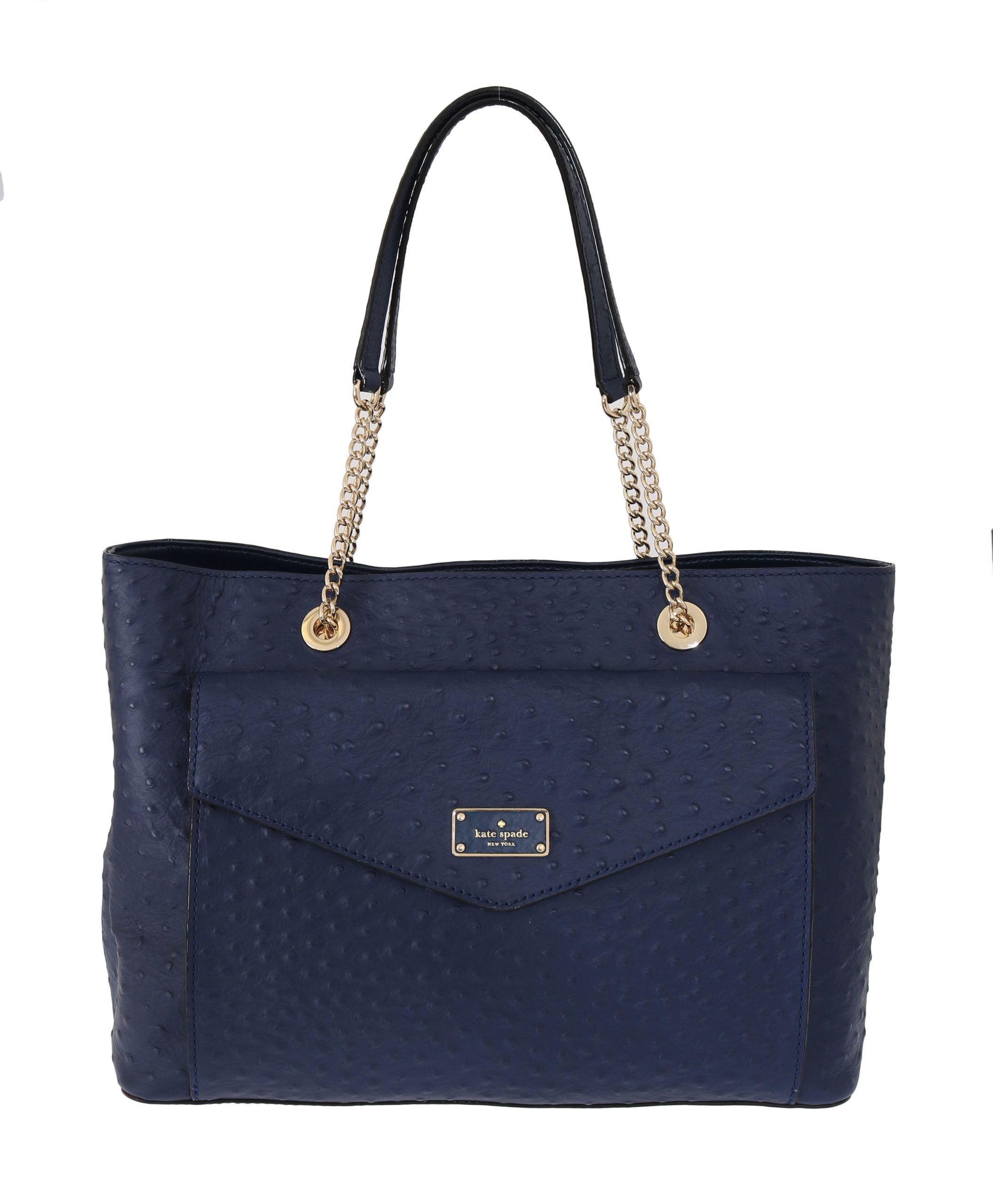 

Элегантная сумка из кожи страуса синего цвета Kate Spade