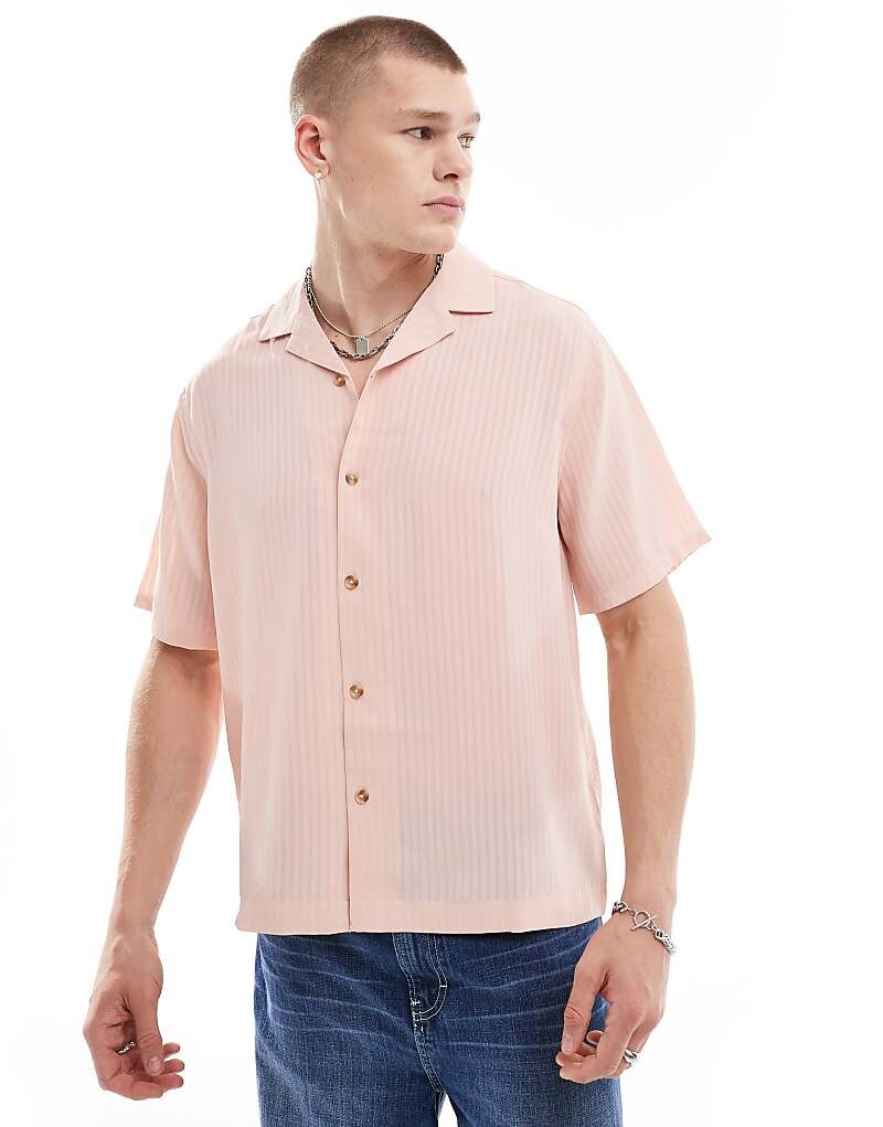 

Свободная рубашка в розовую полоску ASOS DESIGN