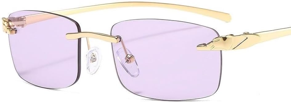 

Солнцезащитные очки без оправы прямоугольной формы для женщин в стиле ретро с прозрачными линзами цвета океана, мужские солнцезащитные очки для велоспорта с защитой от УФ-излучения UV400 LXLHWN, Purple