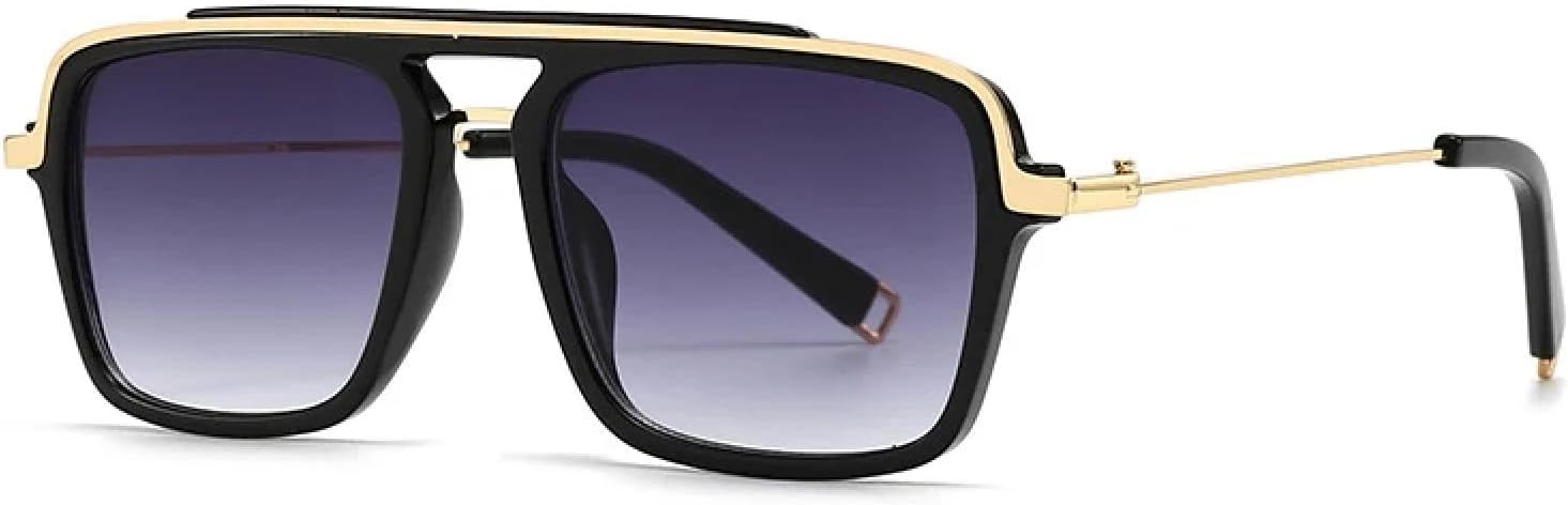 

Мужские солнцезащитные очки в стиле ретро с двойной перемычкой, защита от УФ-излучения UV400, модные женские очки с градиентным переходом, полуметаллический дизайн TVTBBVV, Golden Black Gray