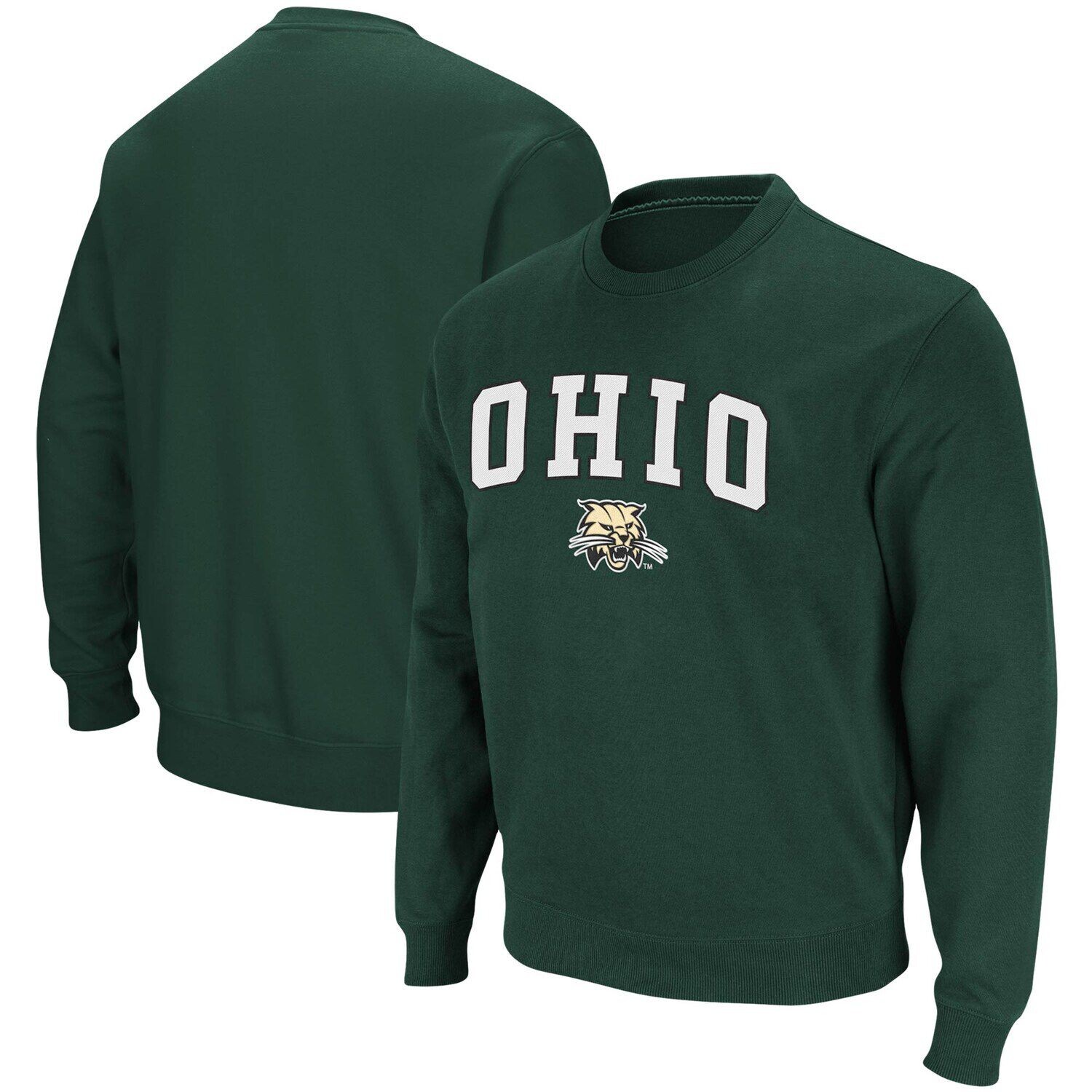 

Мужской зеленый свитшот из твила Ohio Bobcats Arch & Logo Tackle Colosseum