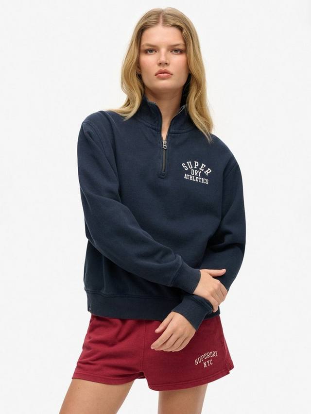 

Свитшот Athletic Essentials свободного кроя полузастежка из хлопка Superdry, Nautical Navy