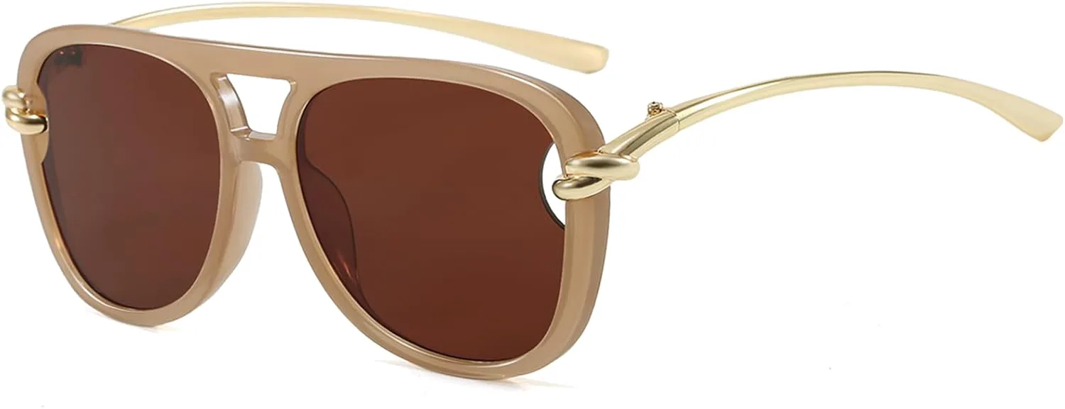 

Ретро-солнцезащитные очки-авиаторы для женщин и мужчин. Модные солнцезащитные очки-авиаторы большого размера в стиле 70-х. Винтажные очки YouthMall, Light Brown/Brown