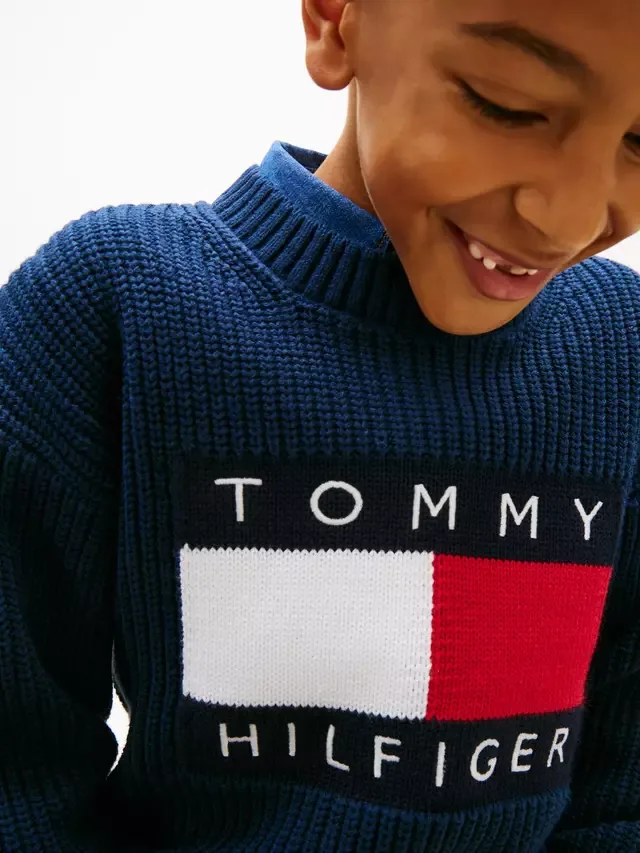 Детский свитер с изображением флага национального наследия, темно-синий Tommy Hilfiger — фото 4