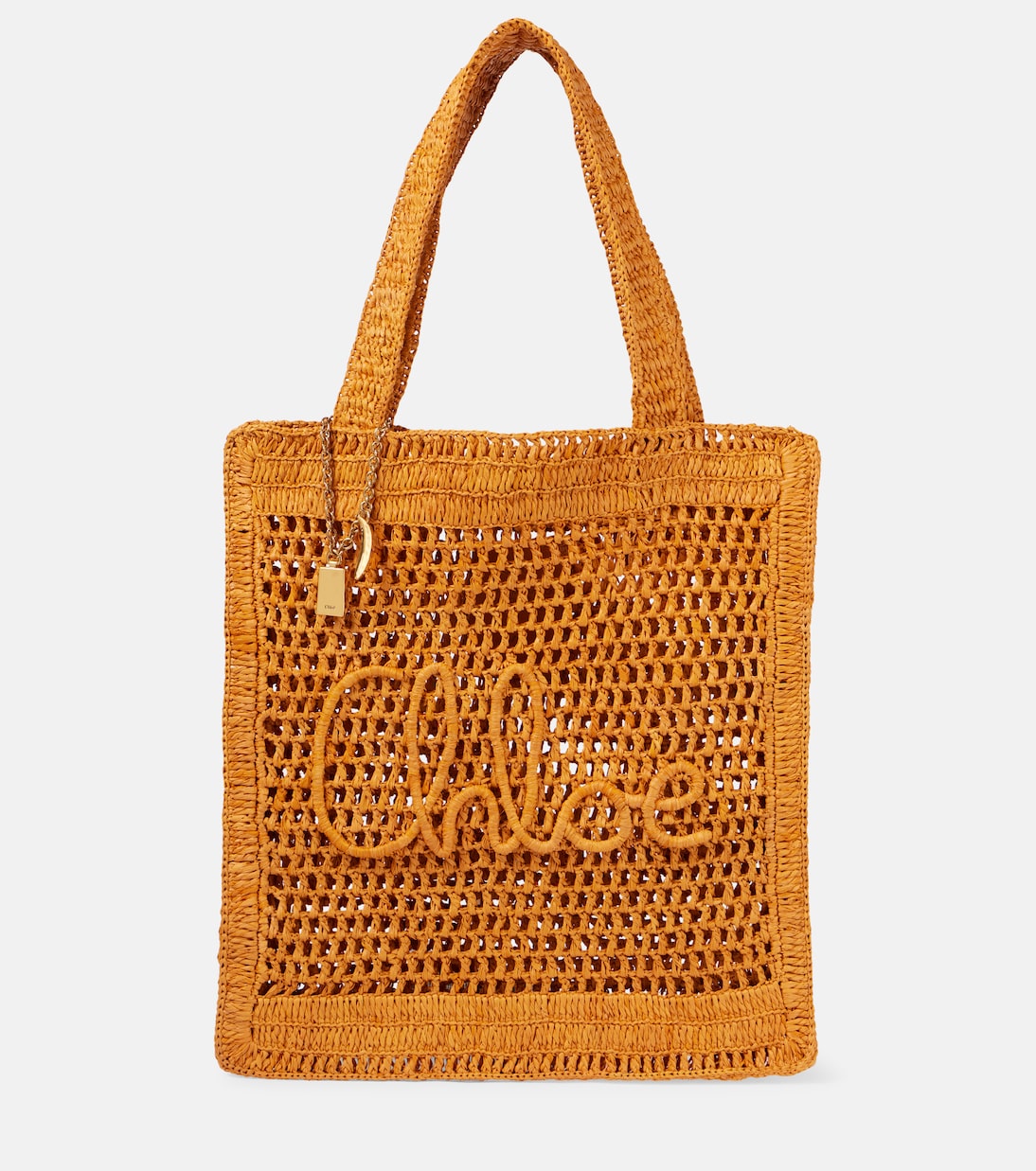 

Летняя банановая сумка-тоут из рафии Chloé, Auburn Brown