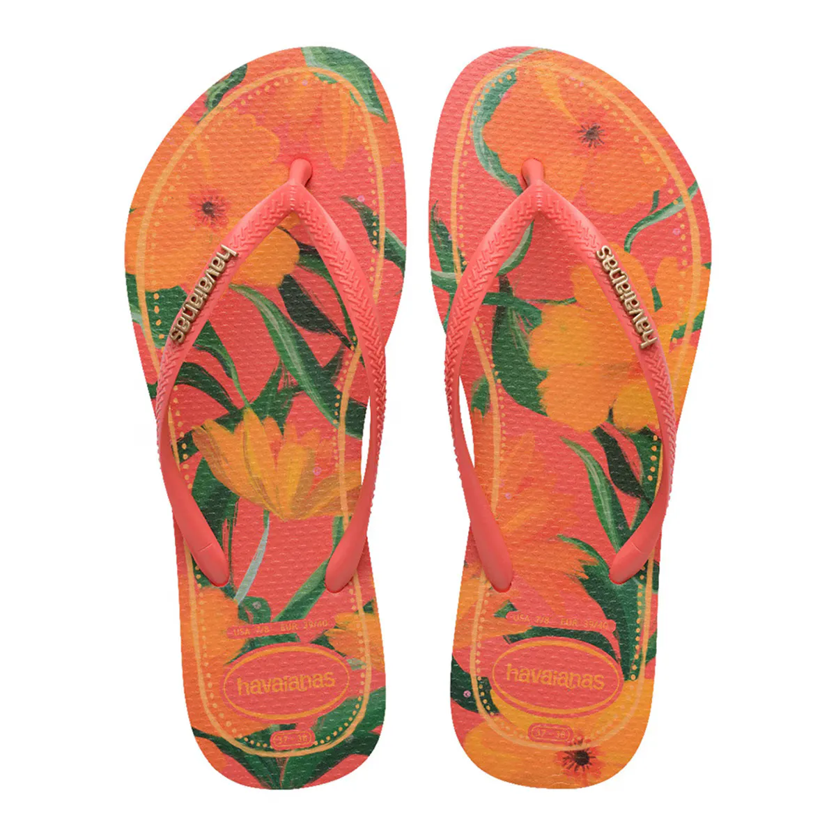 

Женские сандалии Hav. Тонкий тропический коралловый 412 Havaianas, принт/розовый