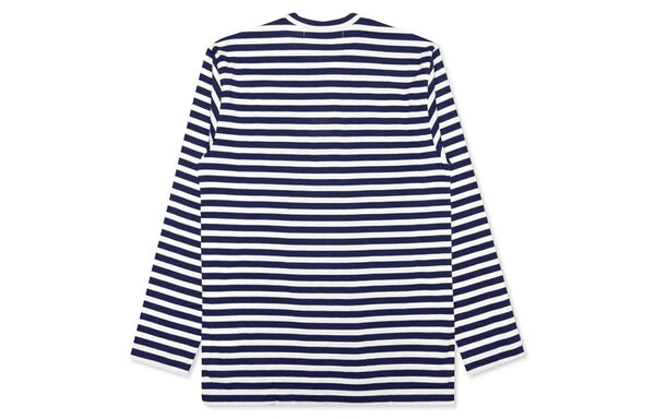 Футболка striped double logo long sleeves tee 'black white' Comme Des Garcons Play, белый — фото 2