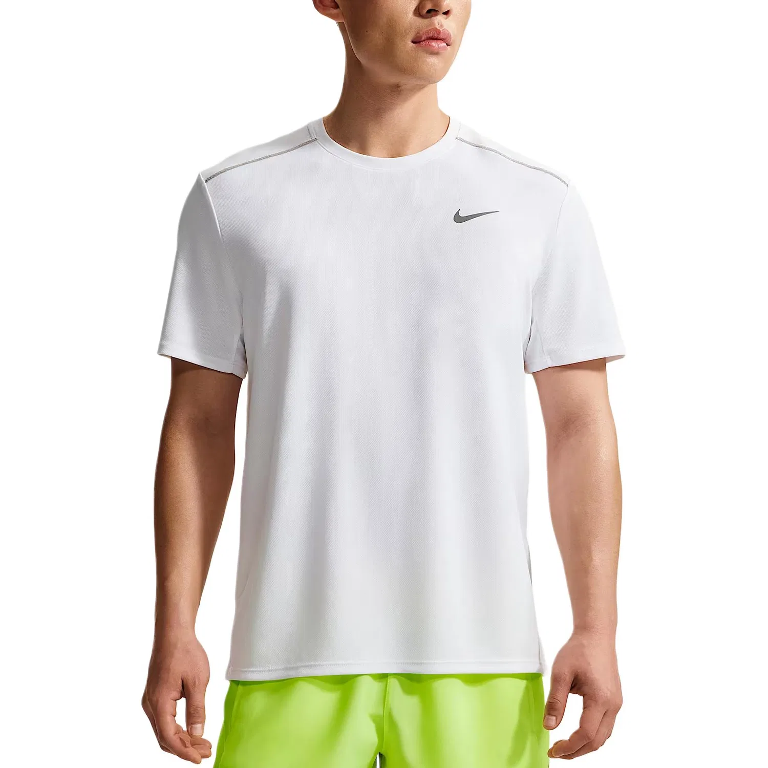 Майка для бега Miler Men's Dri-FIT Uv Protection с коротким рукавом Nike, White/Reflection Silver