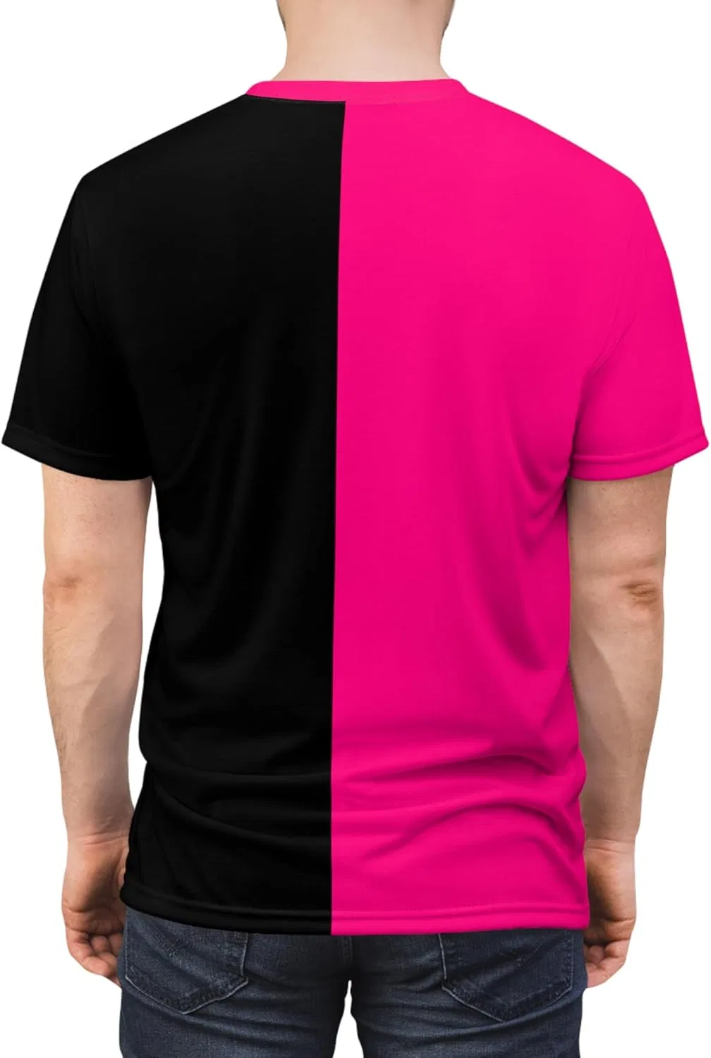 Футболка активная Half Pink and Half Black, цвет Black Stitching — фото 2