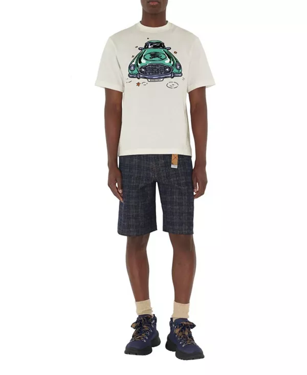 

Хлопковая футболка с изображением автомобиля Burberry, белый