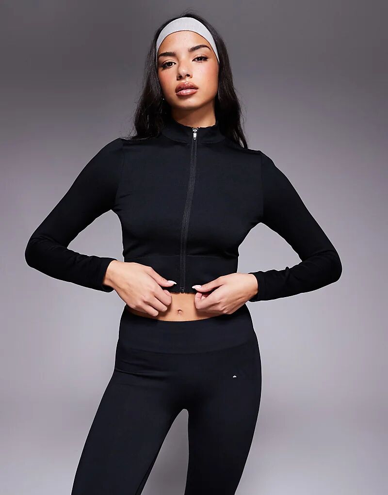 

Трикотажный топ на молнии Adidas Training черного цвета