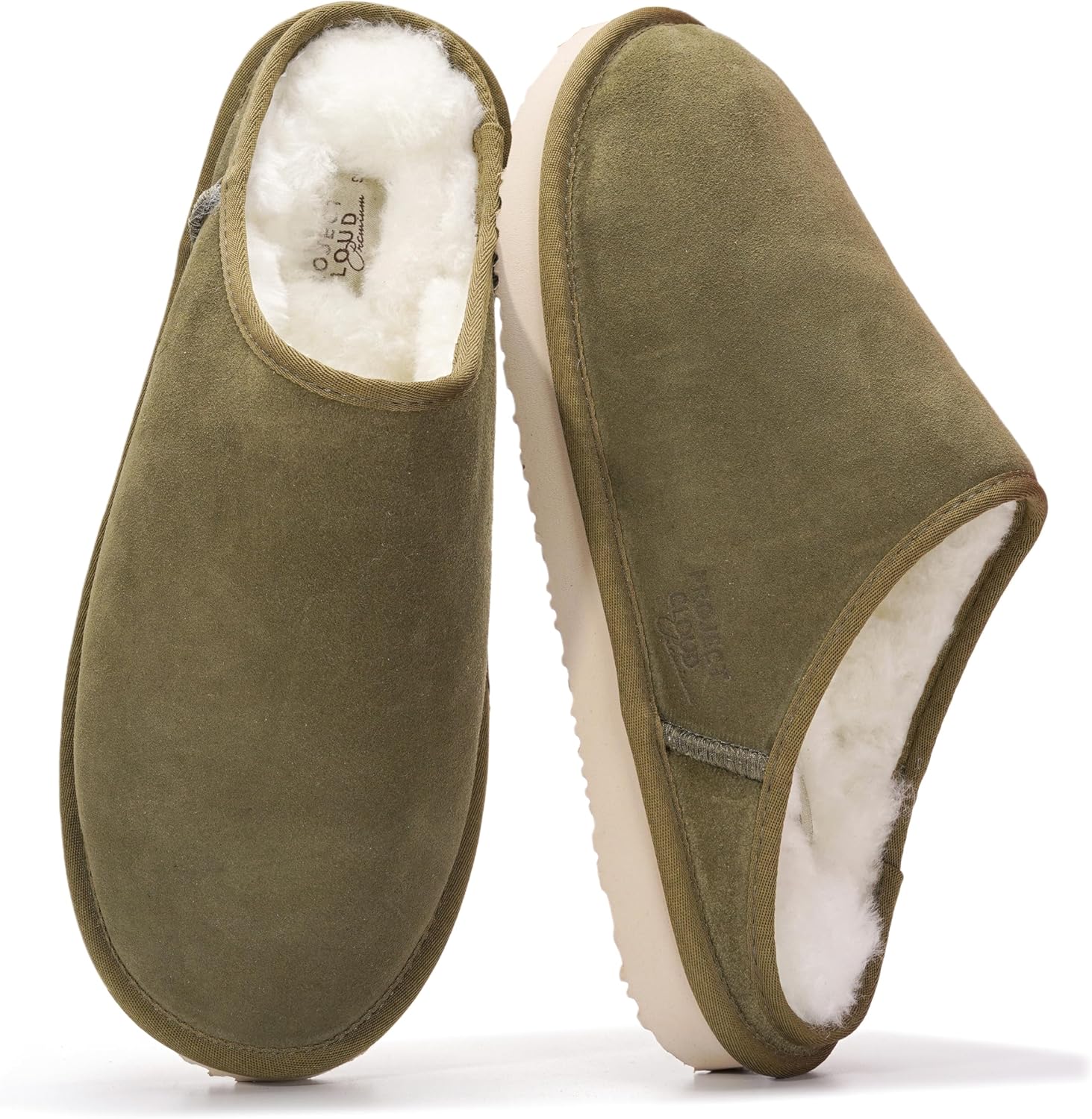 

Мужские домашние тапочки Project Cloud из 100 натуральной кожи с подкладкой из натуральной овчины - мужские тапочки для дома с стелькой из пены с эффектом памяти - легкие и противоскользящие домашние мужские тапочки, оливковый