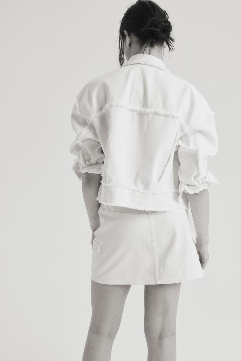 

Короткая джинсовая куртка H&M, бежевый