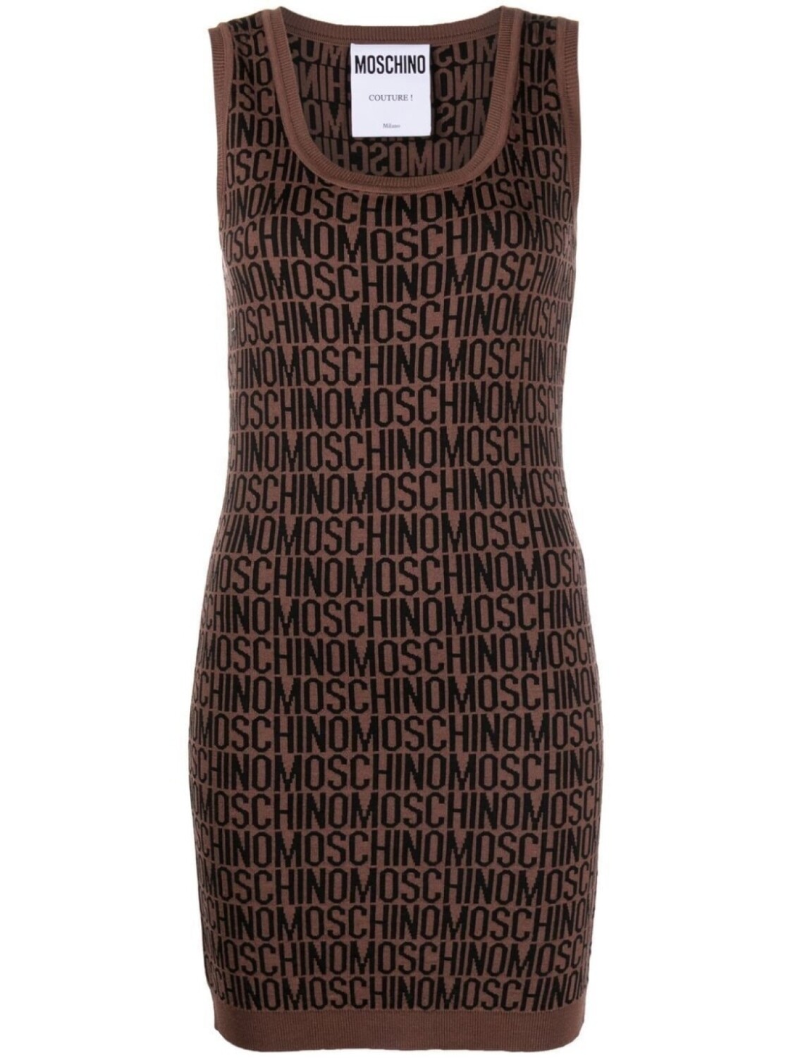 

Moschino платье мини с логотипом, коричневый