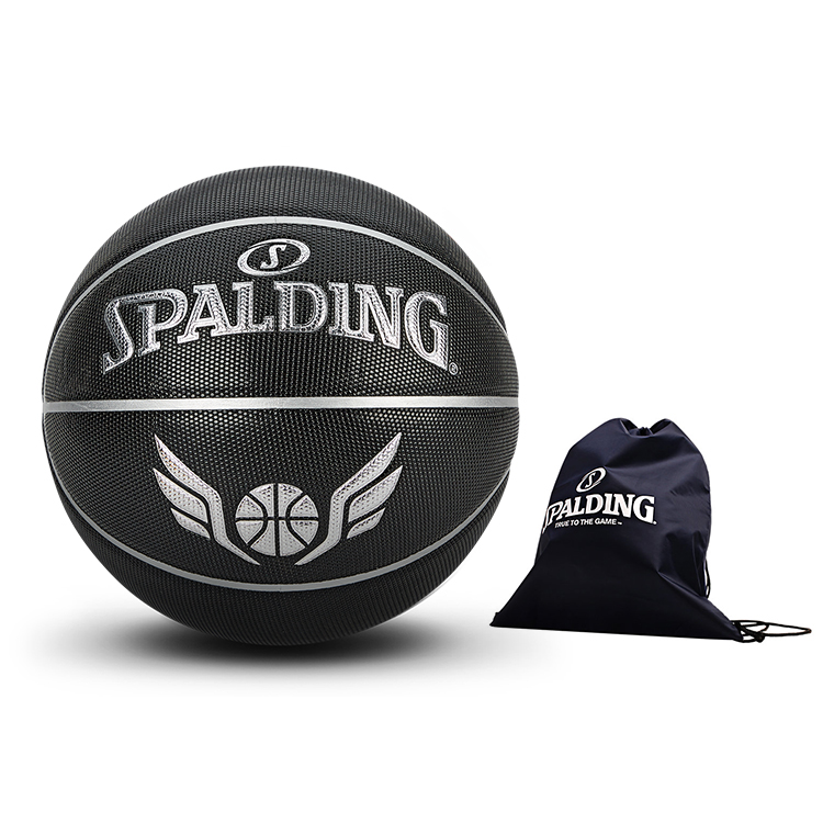 

SPALDING Баскетбольный мяч PU Basketball Black Silver размер 7 тренировочный унисекс