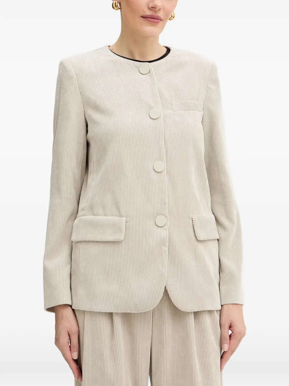 

Куртка-пиджак из вельвета на пуговицах Armani Exchange, бежевый