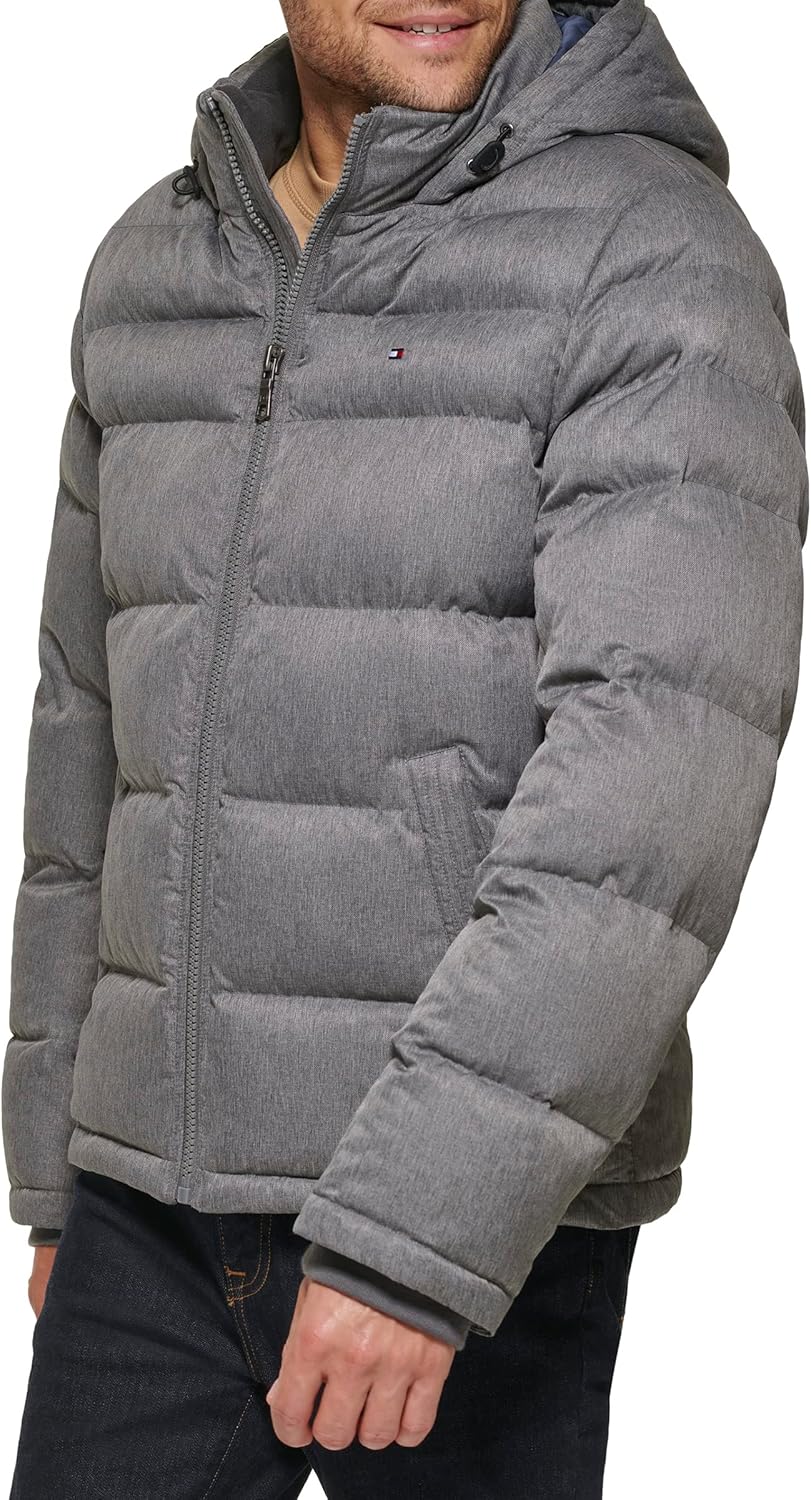 Мужская куртка-пуховик Tommy Hilfiger с капюшоном (стандартная и для больших и высоких), Heather Grey — фото 3