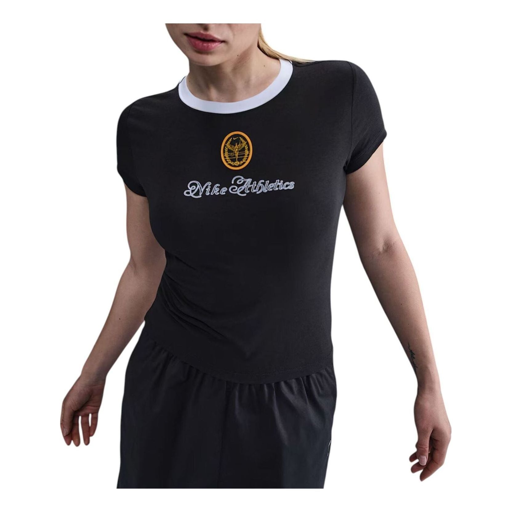 (WMNS) Укороченная трикотажная футболка Nike Sportswear Chill Knit Slim Cropped T-Shirt, цвет «черный»