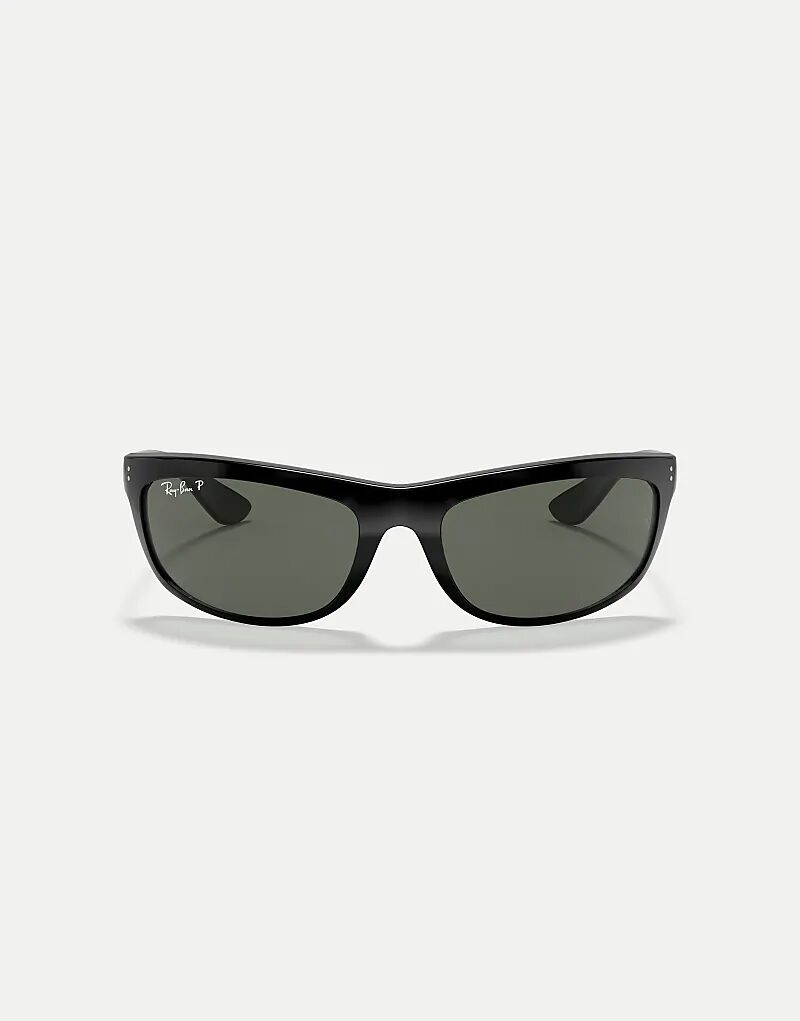 

Солнцезащитные очки Ray-Ban Balorama с прямоугольной поляризацией и зелеными линзами в черном цвете