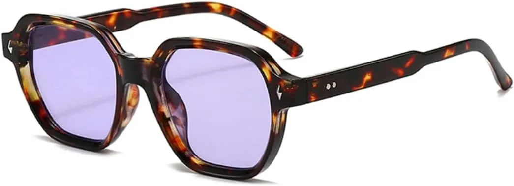 

Солнцезащитные очки для мужчин и женщин - защита UV400 - яркие заклепки, леопардовый принт, для занятий спортом на открытом воздухе и вождения DSVIGF, Leopard Purple